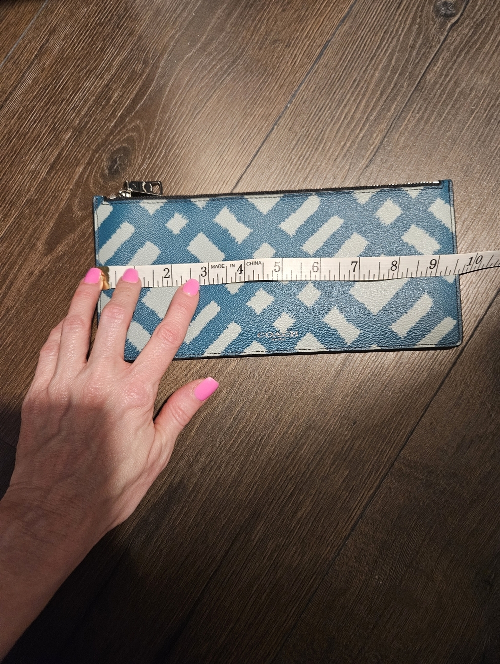 NWOT Coach Blue Geometric Zip Clutch Pouch - Picture 8 of 9